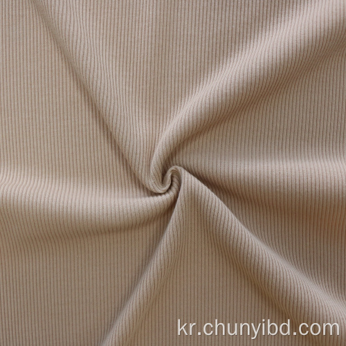 고품질 100% 폴리 에스테르 소프트 및 신축성 평범한 원사 염색 된 2x2 리브 니트 직물 스웨터 드레스/의류